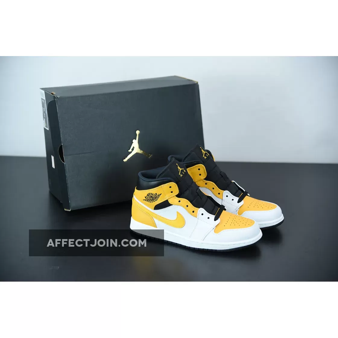 Air Jordan 1 Mid White/University Gold-Black 554724-170 / gold and black jordan 1 mid