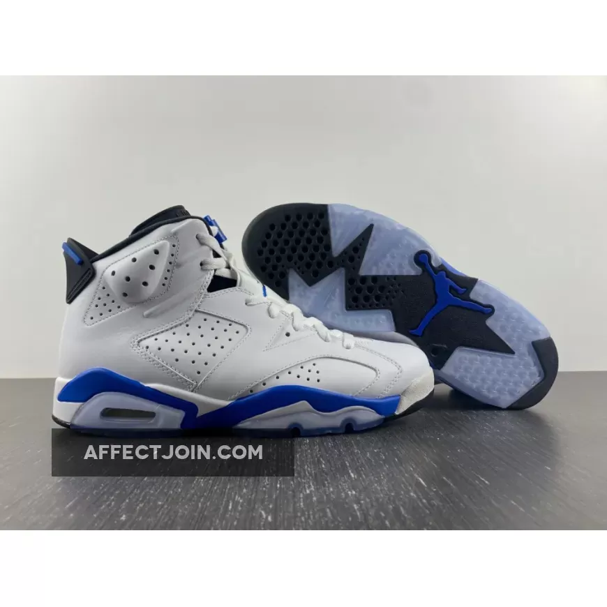 Air Jordan 6 White/Sport Blue-Black 384664-107 New Releases