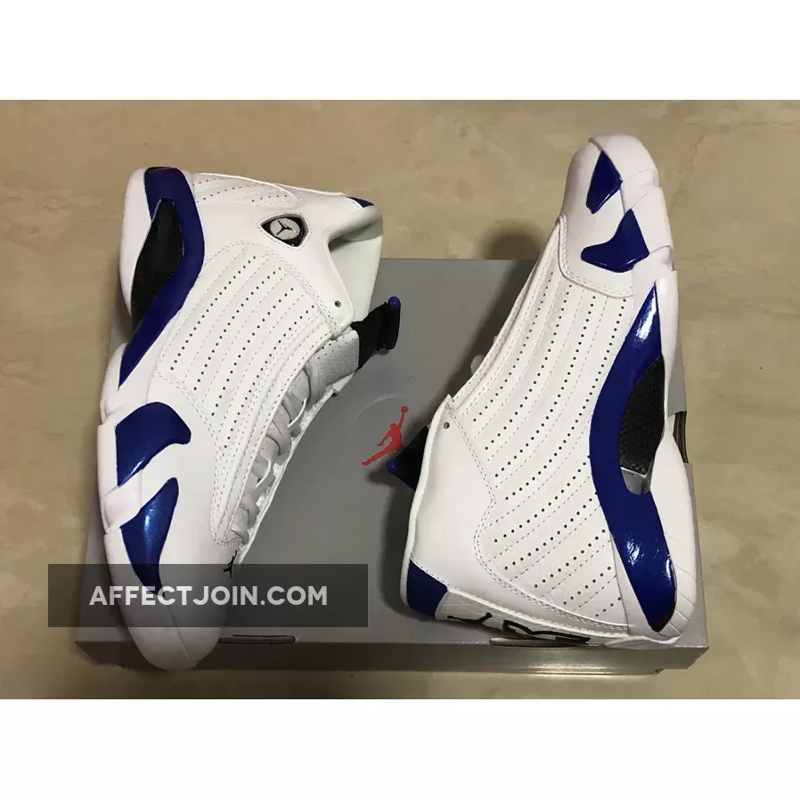 Air Jordan 14 White/Hyper Royal-Black 487471-104 jordan 14 royal blue