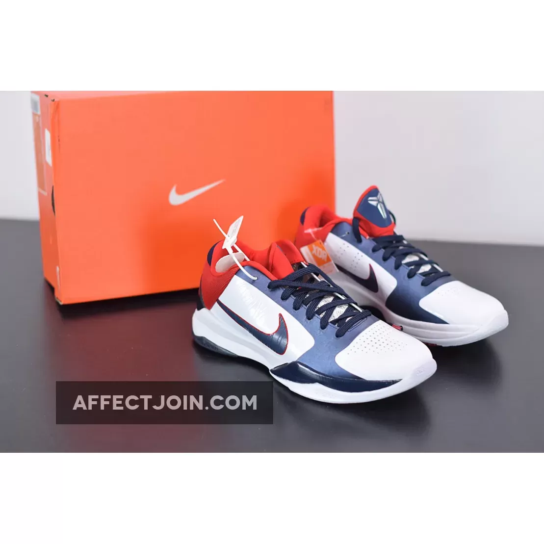 Nike Zoom Kobe 5 'USA' White/Obsidian-Sport Red 386429-103 / kobe 5 usa