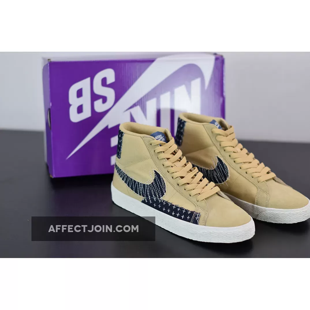 Nike Blazer Mid Sesame/Mystic Navy-Sail-Gum Light Brown - Sashiko Blazer CT0715-200