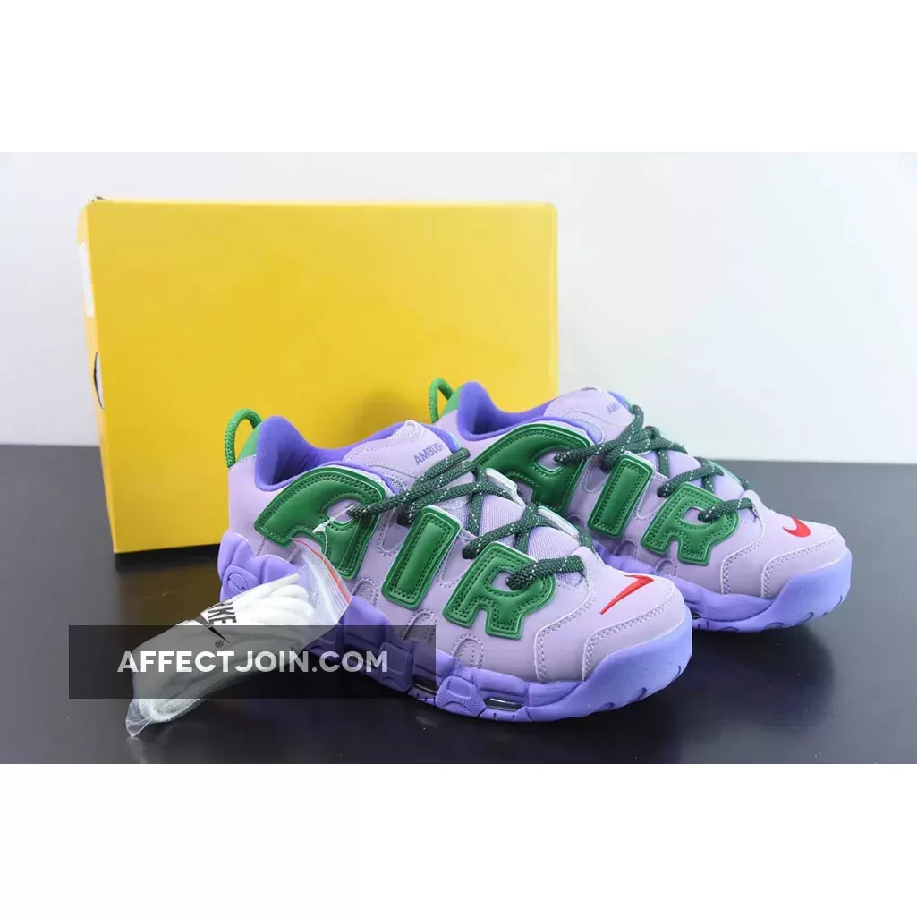 AMBUSH x Nike Air More Uptempo Lilac/Apple Green-University Red