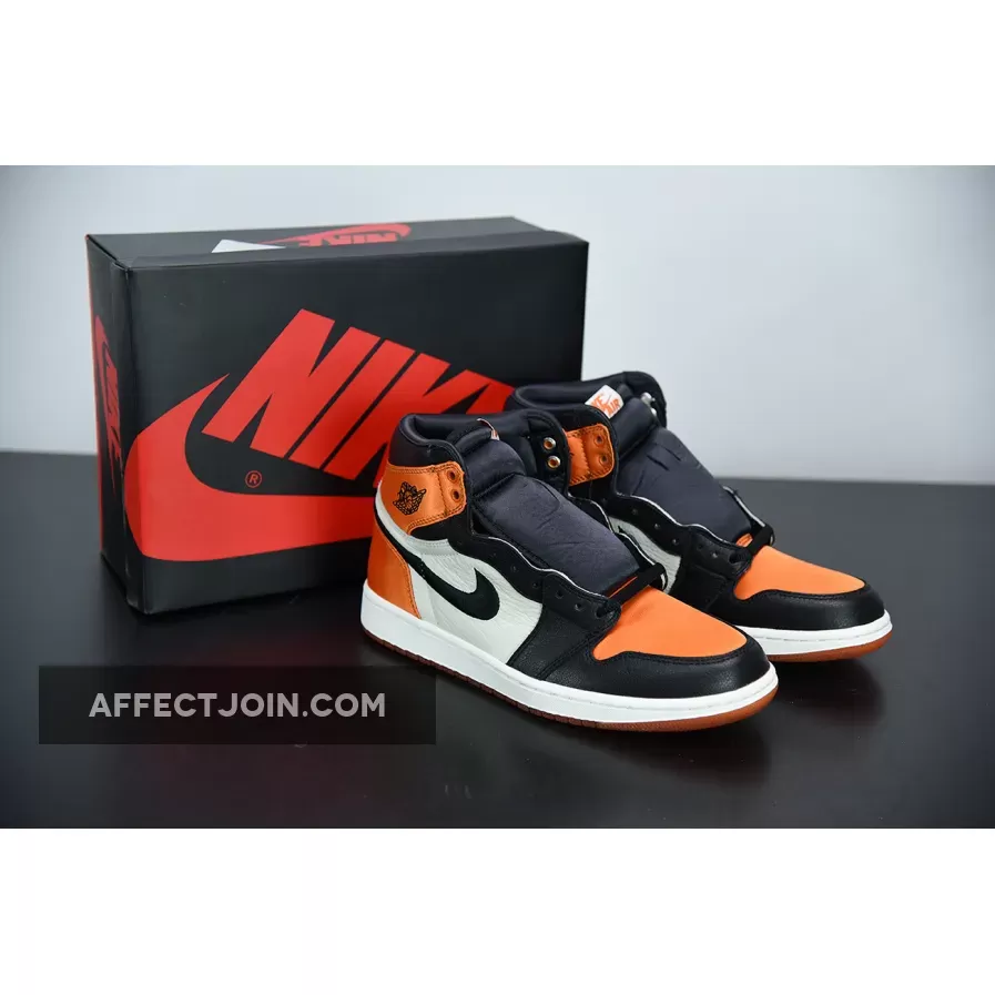 Air Jordan 1 Retro High Satin 'Shattered Backboard' Black/Starfish-Sail / shattered backboard satin