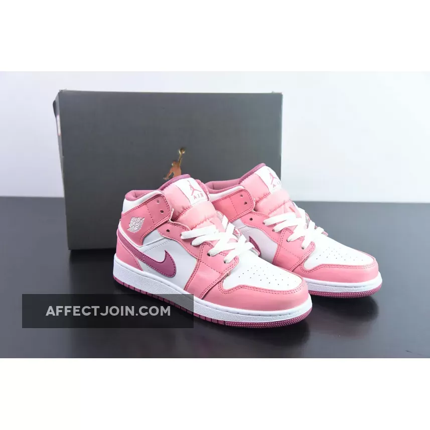 Air Jordan 1 Mid "Valentine’s Day" Coral Chalk/Desert Berry/White | BERRY JORDANS DQ8423-616