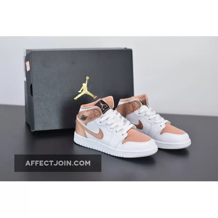 Jordan 1 Mid White Rose Gold GS WMNS | JORDAN 1 ROSE 555112-190