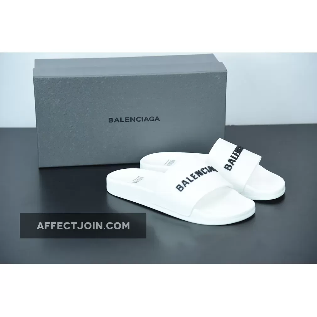 Balenciaga Logo Pool Sides Sandals White Black 1675870000 Online Sale