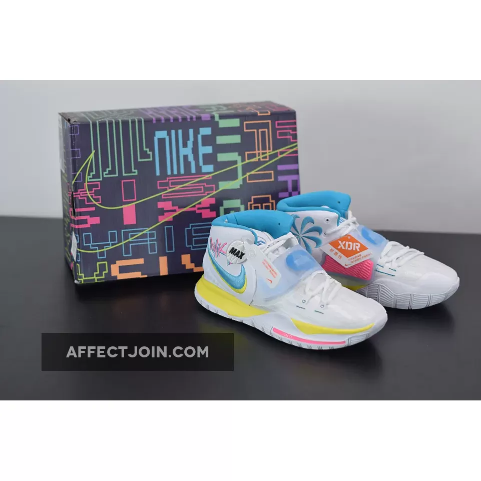 Nike Kyrie 6 'Neon Graffiti' White/Blue Fury/Opti Yellow/Digital Pink glow in the dark kyries